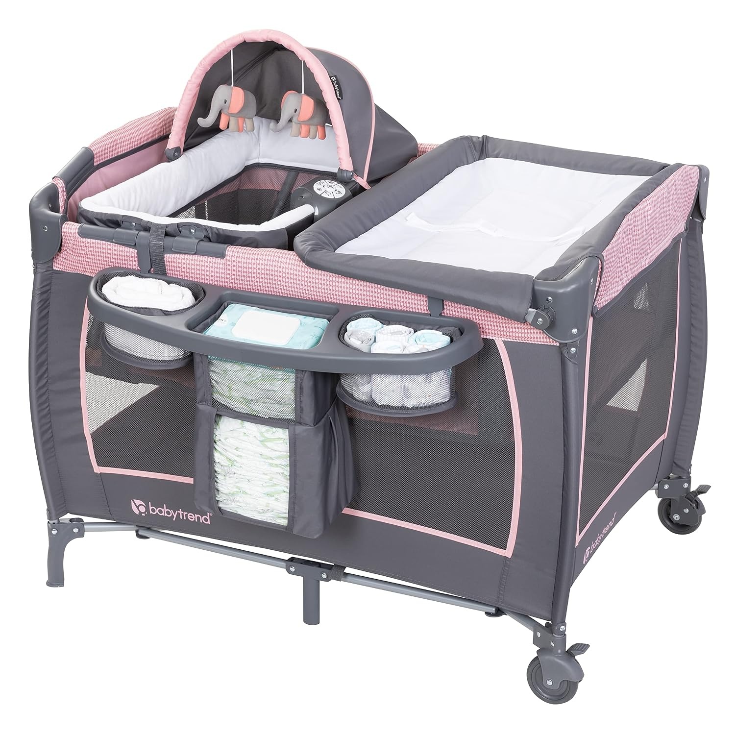 image:imageBaby Trend Passport Cargo Travel System Pink Bamboo with Lil Snooze Deluxe III Bassinet